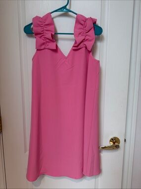 Mud Pie Hot Pink Ruffled Strap Mini Dress